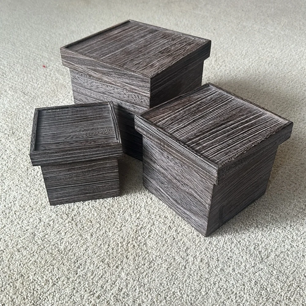 Crate&Barrel Grayish Brown Wooden Storage Boxes